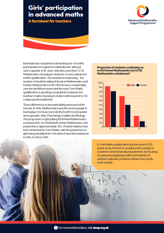 A poster for girls participation in advanced maths